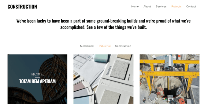 Ultraのフェードホバーエフェクト付きプロジェクトギャラリー