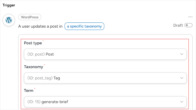 Fill in the Trigger Fields in Uncanny Automator