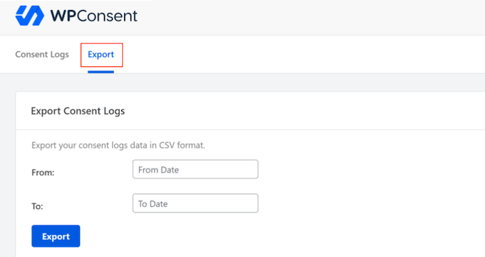 Exportarea jurnalelor de consimțământ ale utilizatorilor