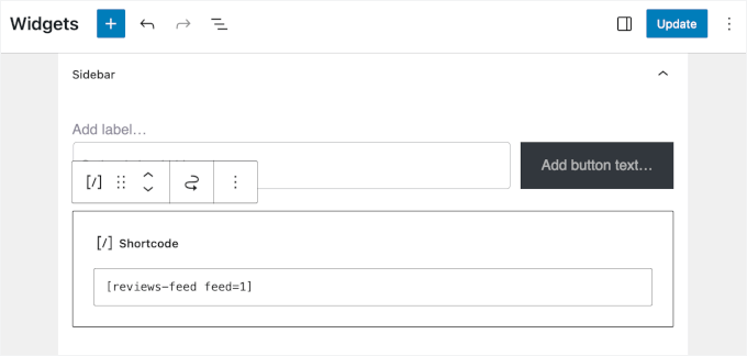 Hinzufügen des Shortcodes des Bewertungs-Feeds