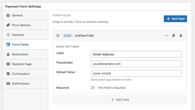 Adding custom fields to a payment form Adding custom fields to a payment form