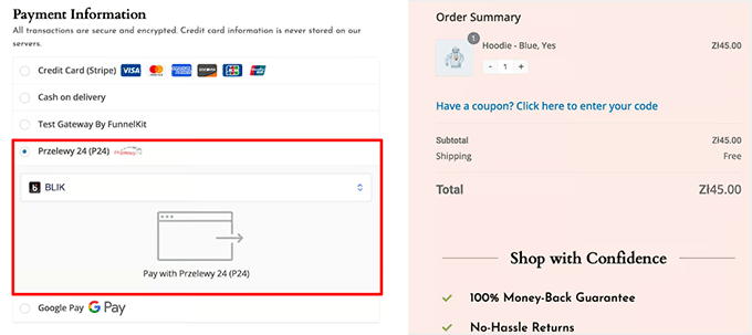 Przelewy24 as a payment option in WooCommerce