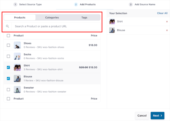 Zu anzuzeigende Bewertungen auswählen