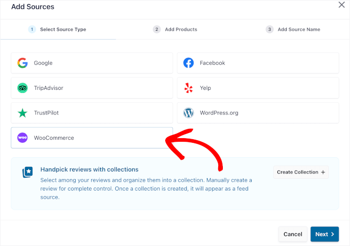 WooCommerce als Quelle auswählen