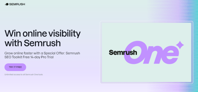 Semrush One ana sayfası