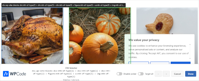 WPCode visual CSS picker