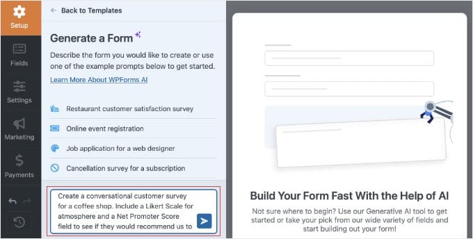Generating a Form With AI in WPForms