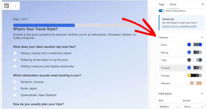 Appliquer un thème au quiz