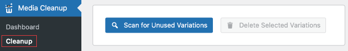 Scannen nach ungenutzten Variationen mit WP Media Cleanup