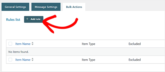 Haz clic en el botón Añadir regla en YITH Haz clic en el botón Añadir regla en YITH