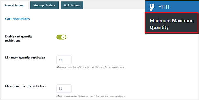 Configurar restricciones de cantidad mínima y máxima del carrito en YITH Configurar restricciones de cantidad mínima y máxima del carrito en YITH