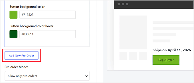 Crie várias regras de pré-pedido no Merchant