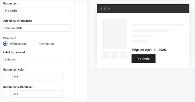 Personalize o botão de Pré-pedido no Merchant