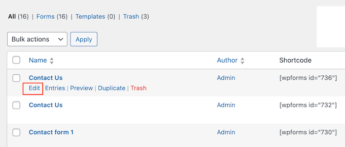 Come rivedere i tuoi moduli Contact Form 7 migrati