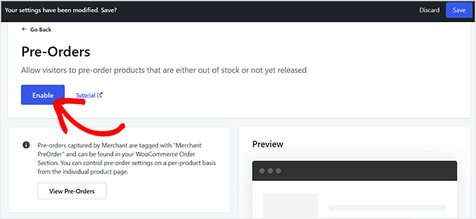 Ative o módulo Pre-Orders no Merchant
