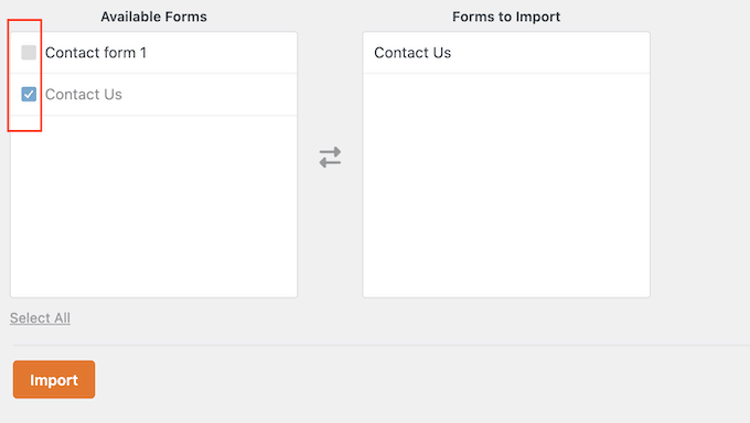 Importare moduli specifici in WPForms