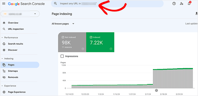 Pesquisar se uma página está indexada no Google Search Console