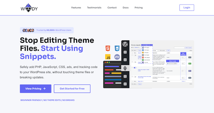 Woody Code Snippets – Best for Marketers Who Also Manage Ads
