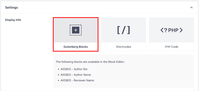 Auswahl von Gutenberg-Blöcken für die Anzeige von Informationen