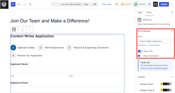 Enable form title