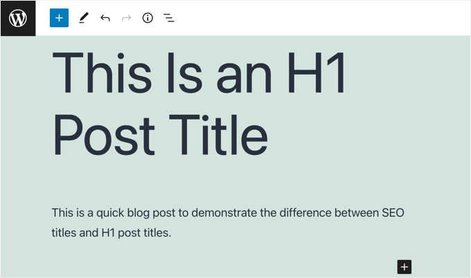 Aggiungere un titolo del post H1 nell'editor a blocchi di WordPress