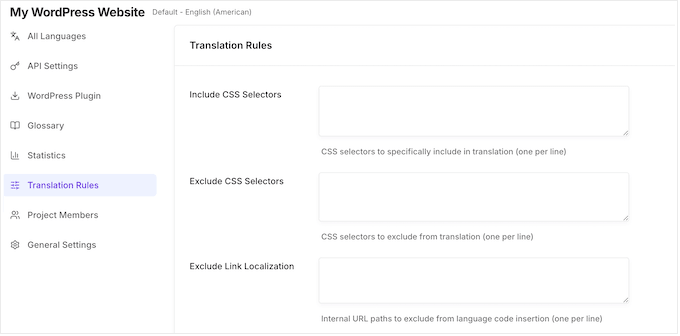 Excluding terms from your translations 