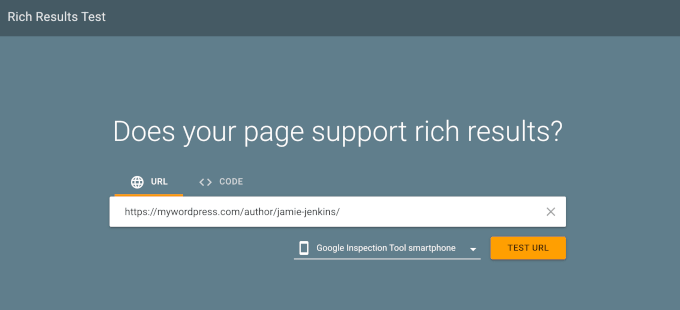 Testen der Autoren-Archivseite für Google Rich Results