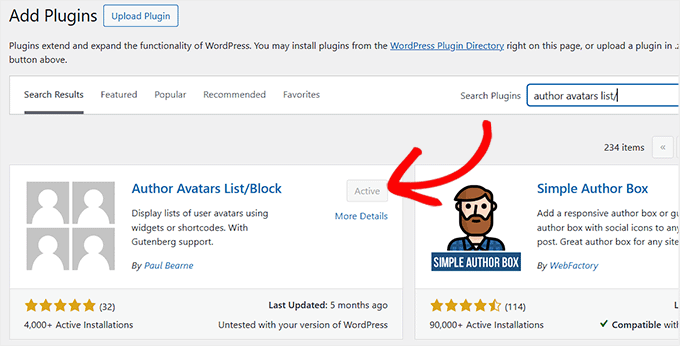 Installieren und aktivieren Sie das Author Avatars List/Block Plugin