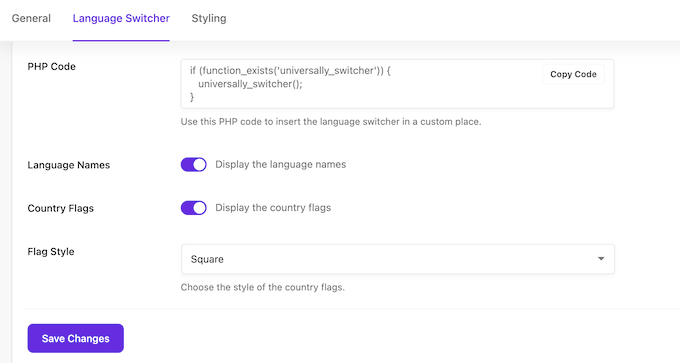 Customizing the language switcher for your WordPress blog or website 