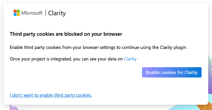 Impostazione cookie di terze parti di Microsoft Clarity