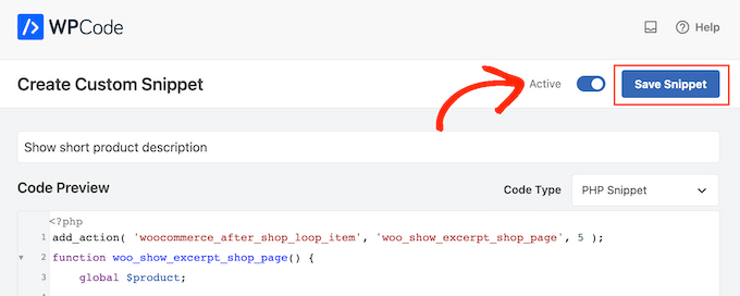 Adding the short description to your WooCommerce product using WPCode