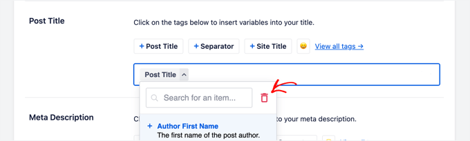 Eliminare gli Smart Tag nel titolo SEO predefinito