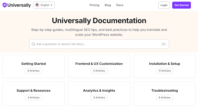 The Universally online documentation 