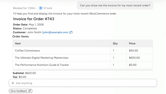 Retrieving WooCommerce data using Uncanny Agent 