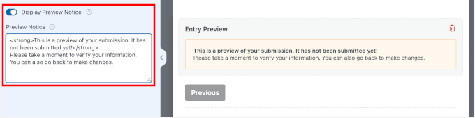 Entry preview settings