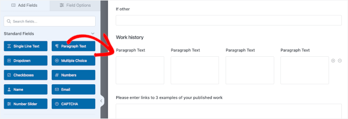 Adding paragraph fields to the repeater