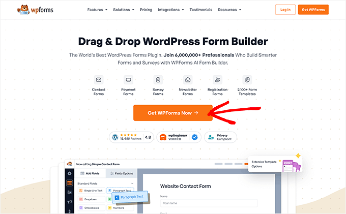 Get WPFroms button WPForms website