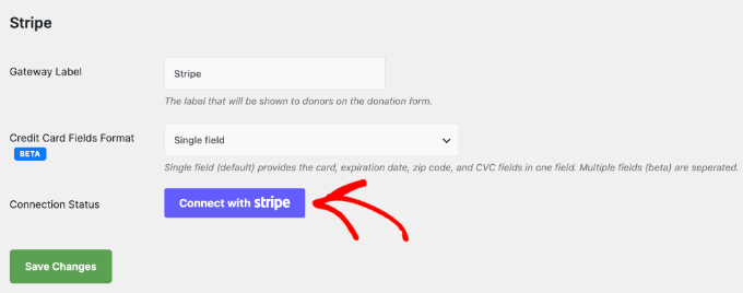 Configurações do Gateway de Pagamento Stripe no Charitable