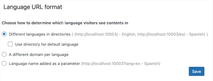 Configuración del formato de URL para varios idiomas en WPML