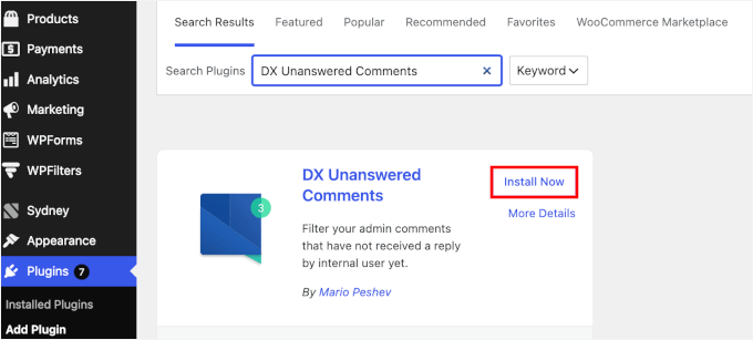 Installera DX Unanswered Comments i WordPress