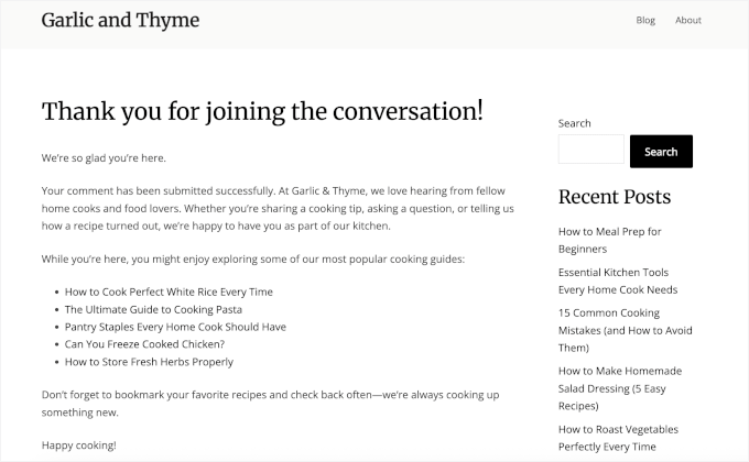 La redirection des commentaires fonctionne