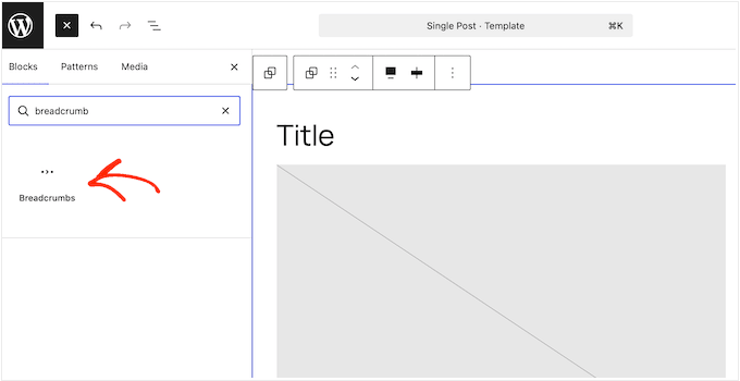 Adding the ready-made breadcrumbs block to your block-enabled WordPress theme