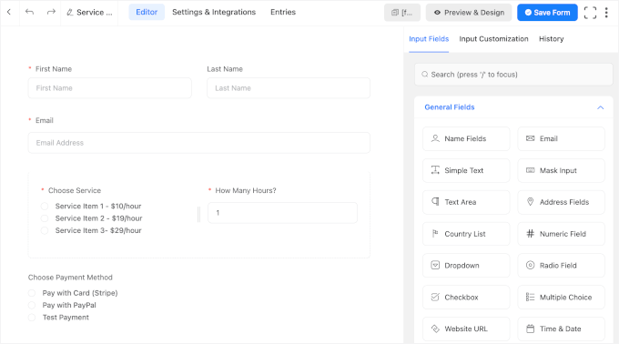 Fluent Forms' editor