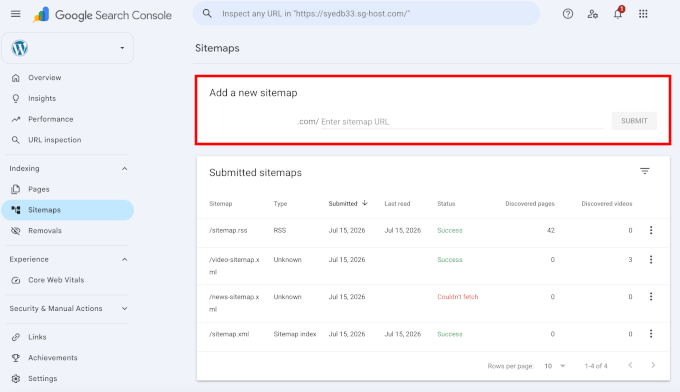 Invio delle sitemap a Google Search Console