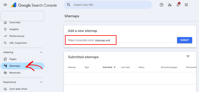 Skicka din webbplats i Google Search Console
