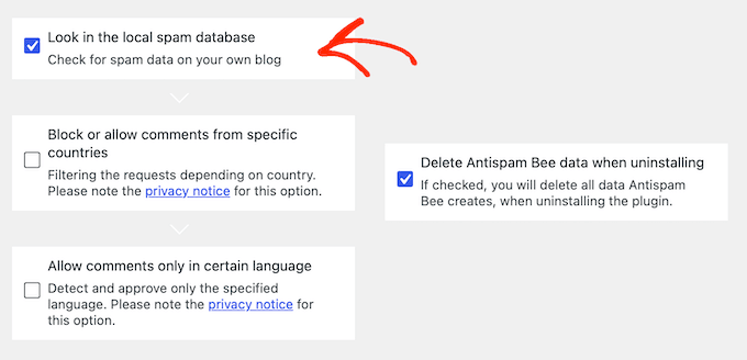 Consultez votre base de données locale de spam