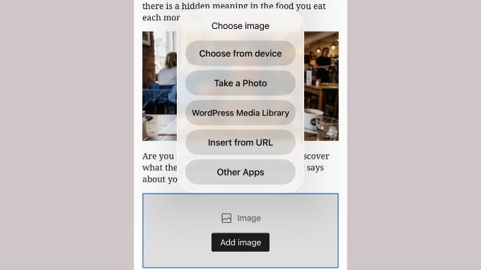 Adăugarea unei imagini la o postare folosind aplicația mobilă WordPress
