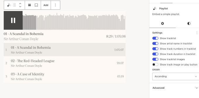 Noul bloc playlist în WordPress 7.1
