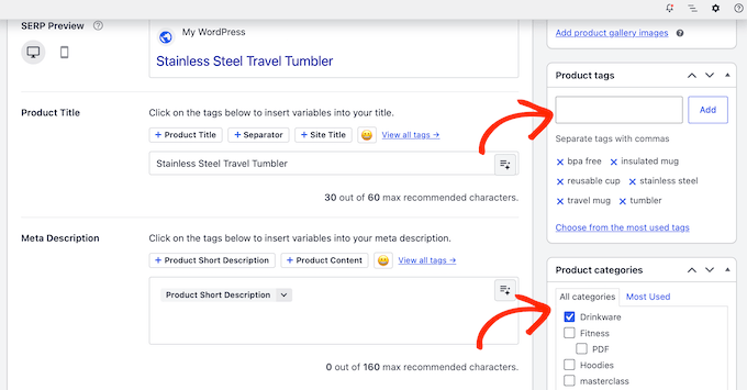 Adding tags and categories to your WooCommerce products