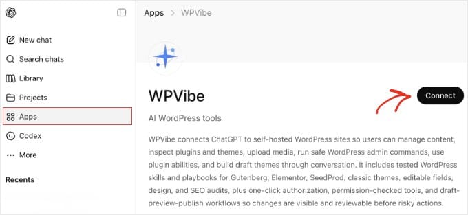 Connecting ChatGPT to WPVibe